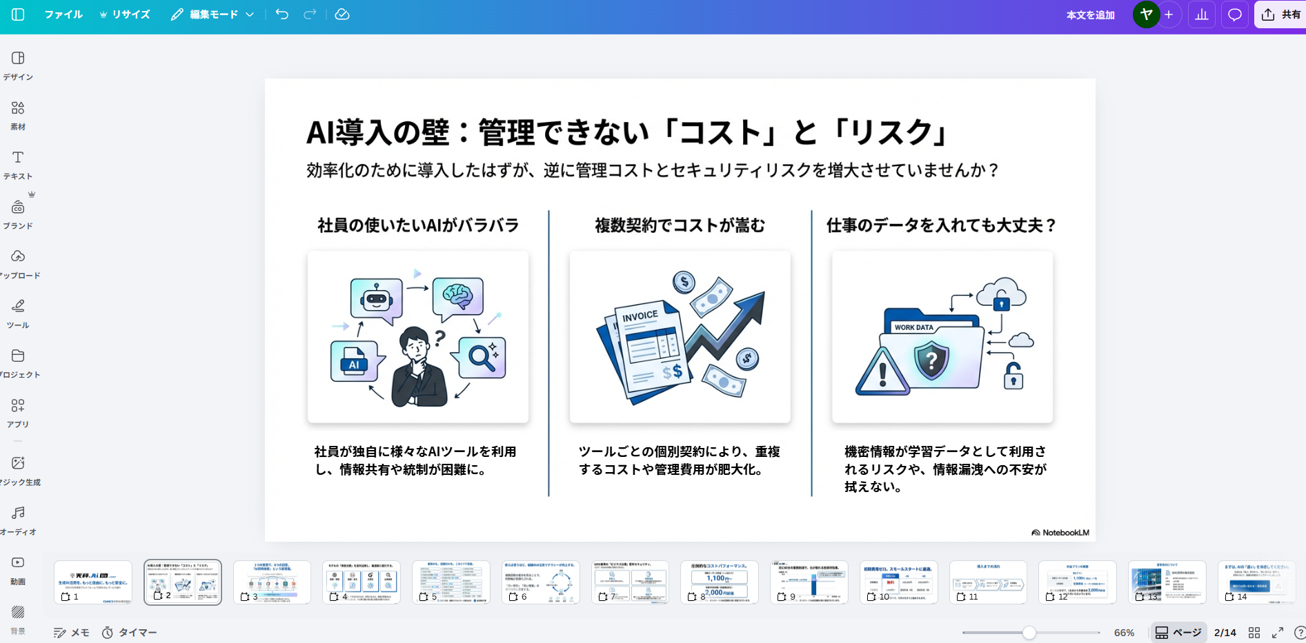テキスト修正後の完成したスライド