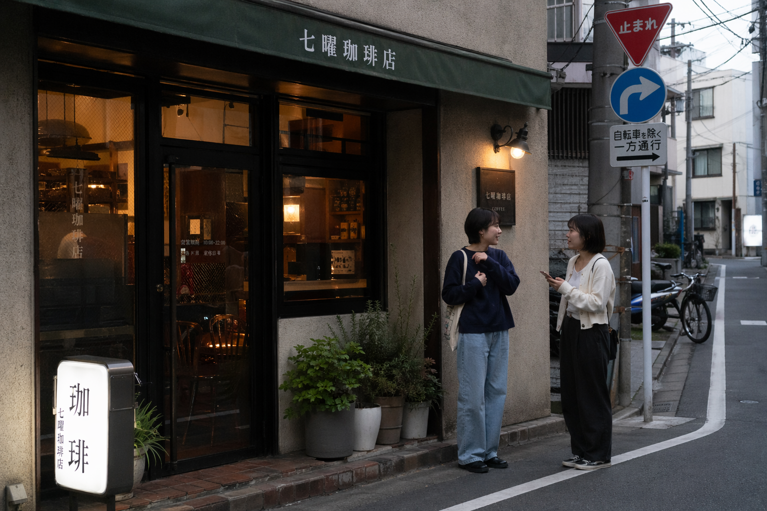 ChatGPT Images 2.0が生成した東京の裏通りの喫茶店と看板・標識を含むリアルな写真