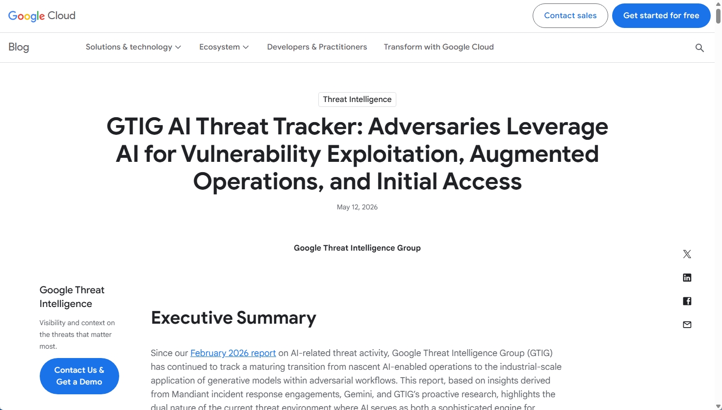 GTIGが公開したAI Threat Trackerの概要図