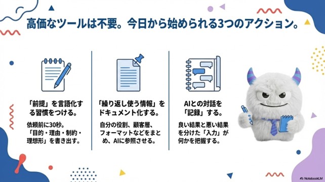 AI活用のポイントを示すイメージ