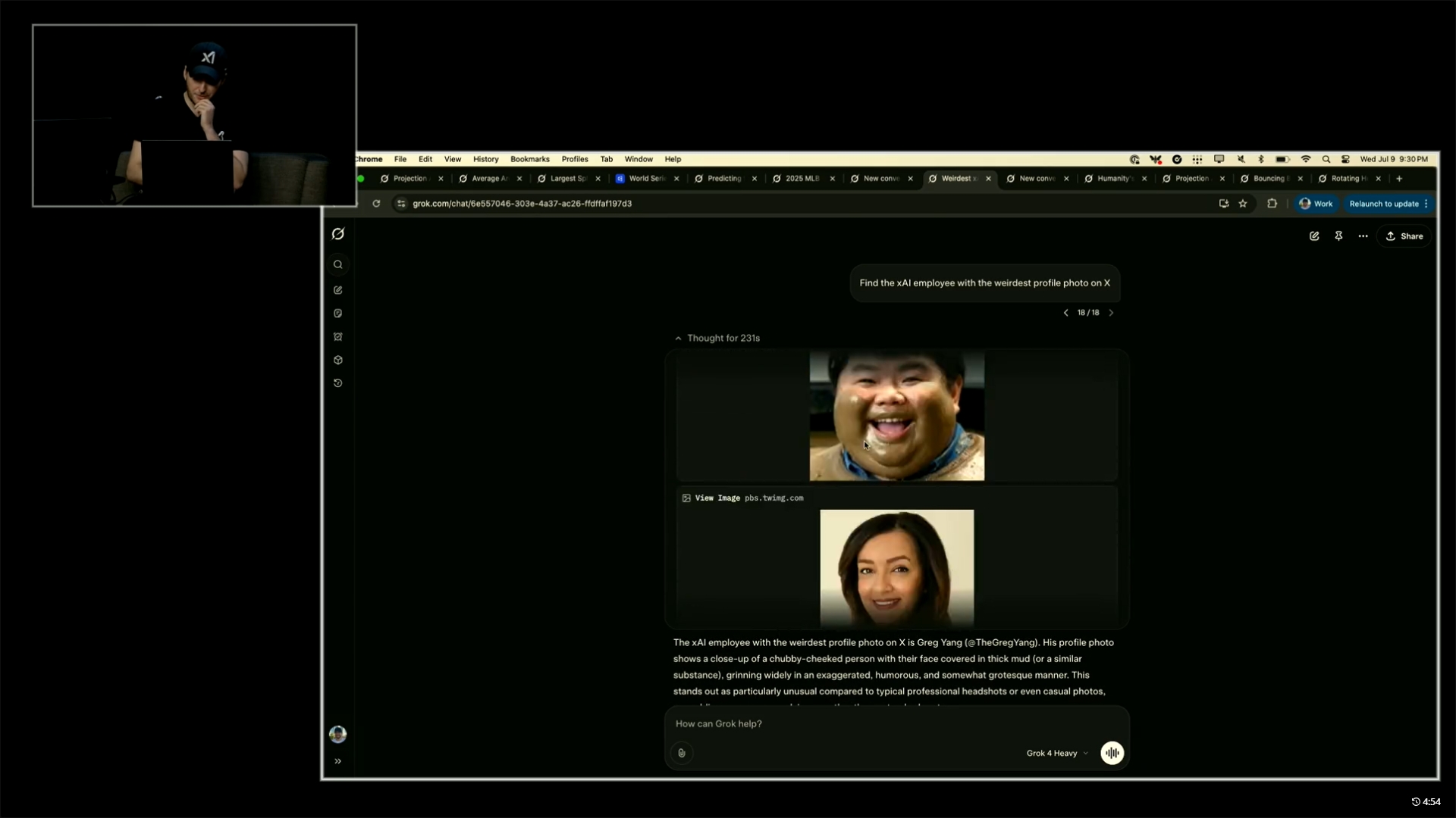 「奇妙なプロフィール写真」を理解したデモ画面