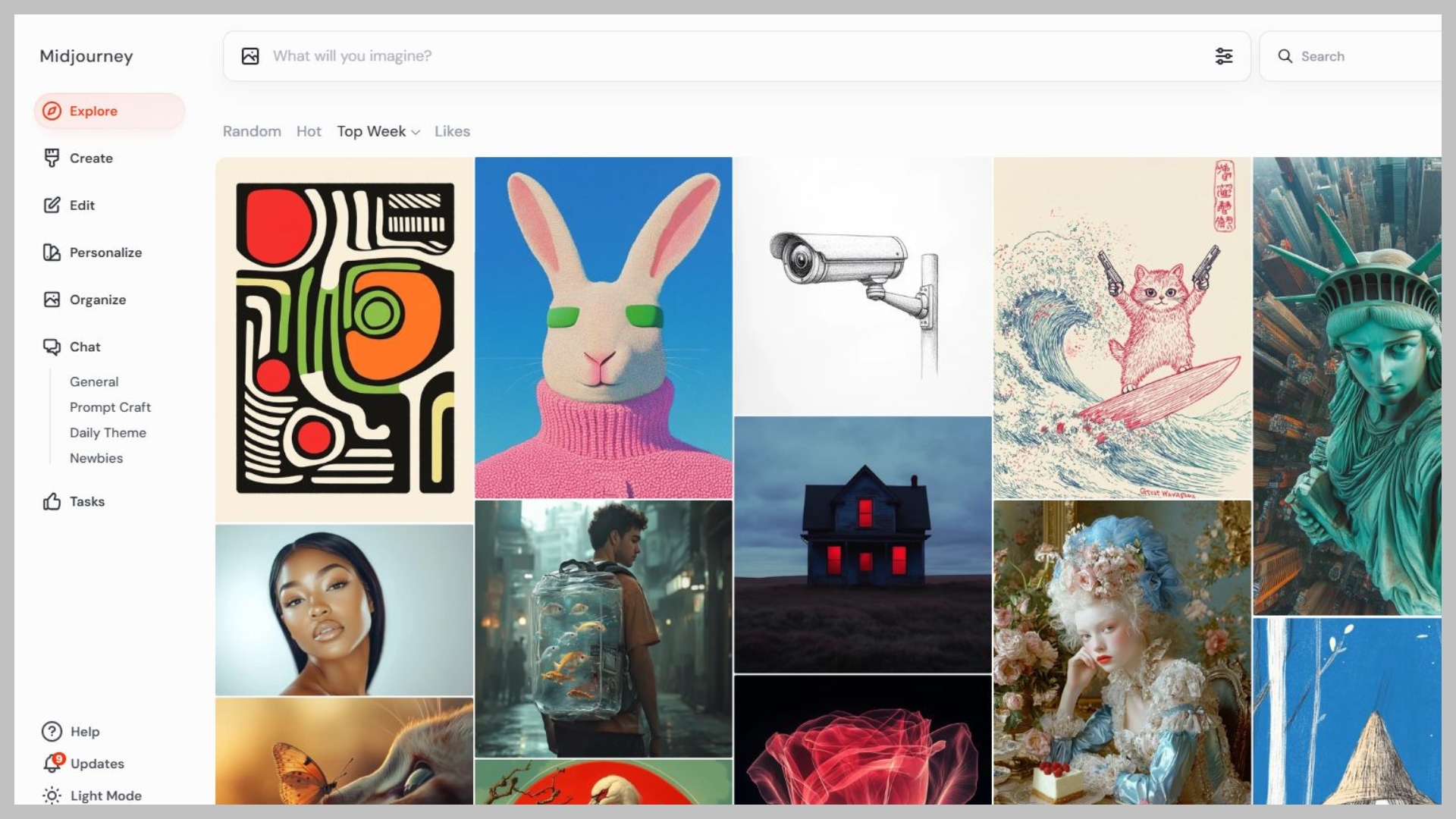 Midjourney Web版のユーザーインターフェース