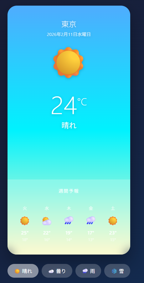 Opus 4.5の天気ウィジェット