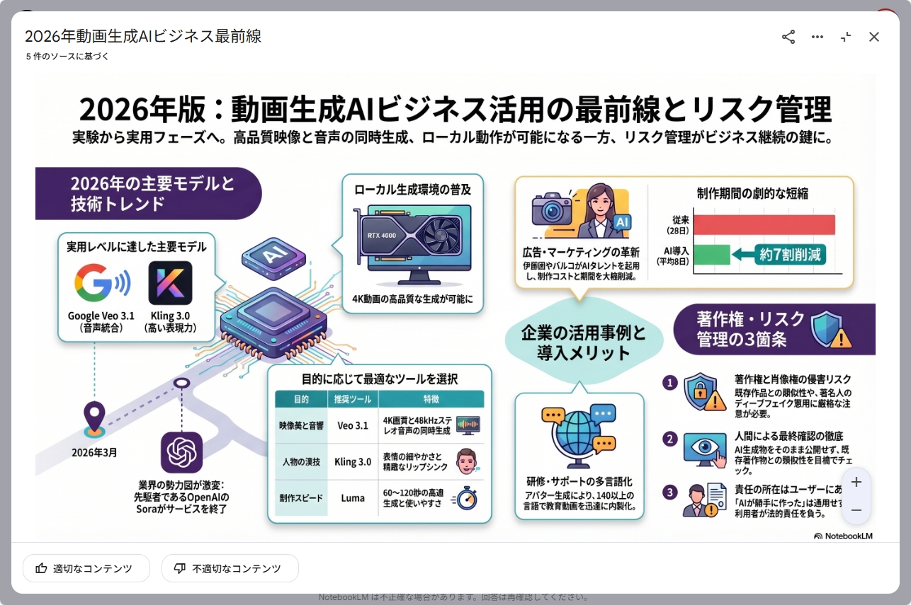 NotebookLMのStudio機能でスライドを生成している画面