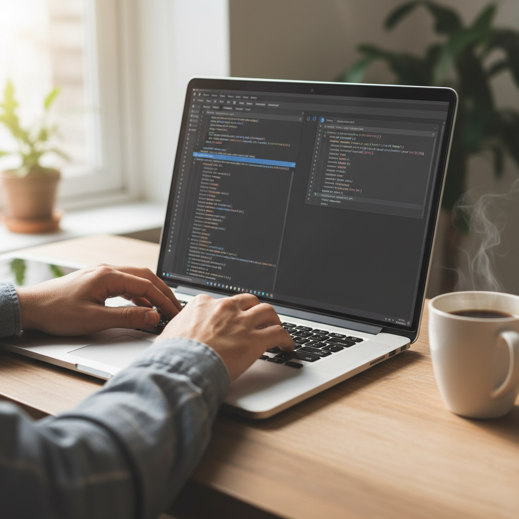 AIコーディングをイメージしたノートPCの画像