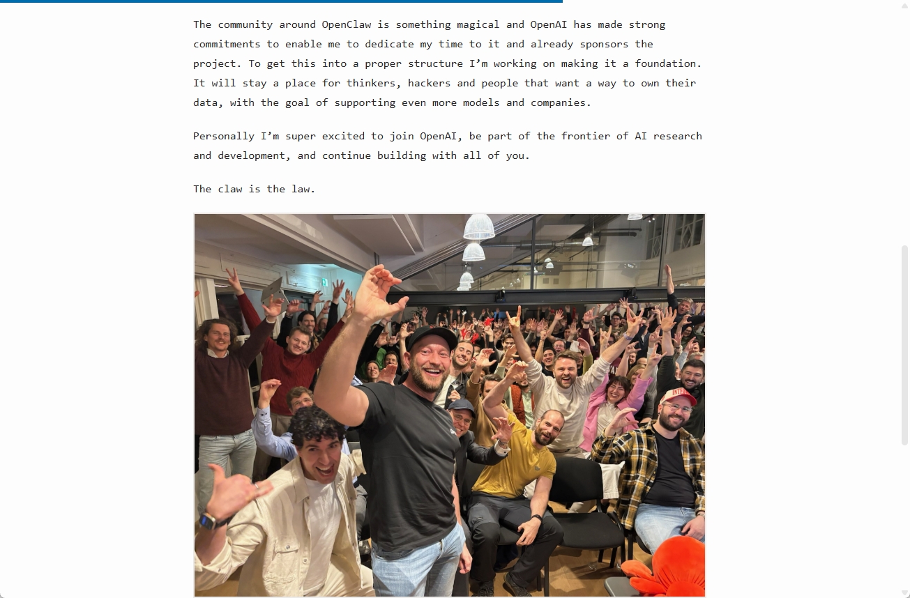 シュタインベルガー氏（中央）とOpenClawコミュニティメンバー