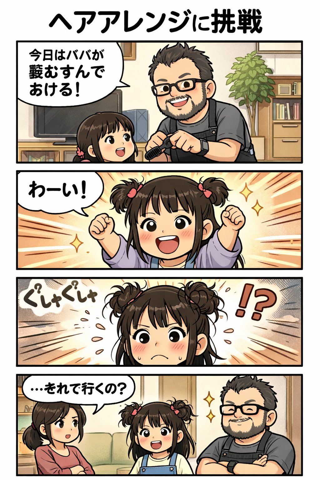 GPT Image 1.5の4コマ漫画（参照画像あり）