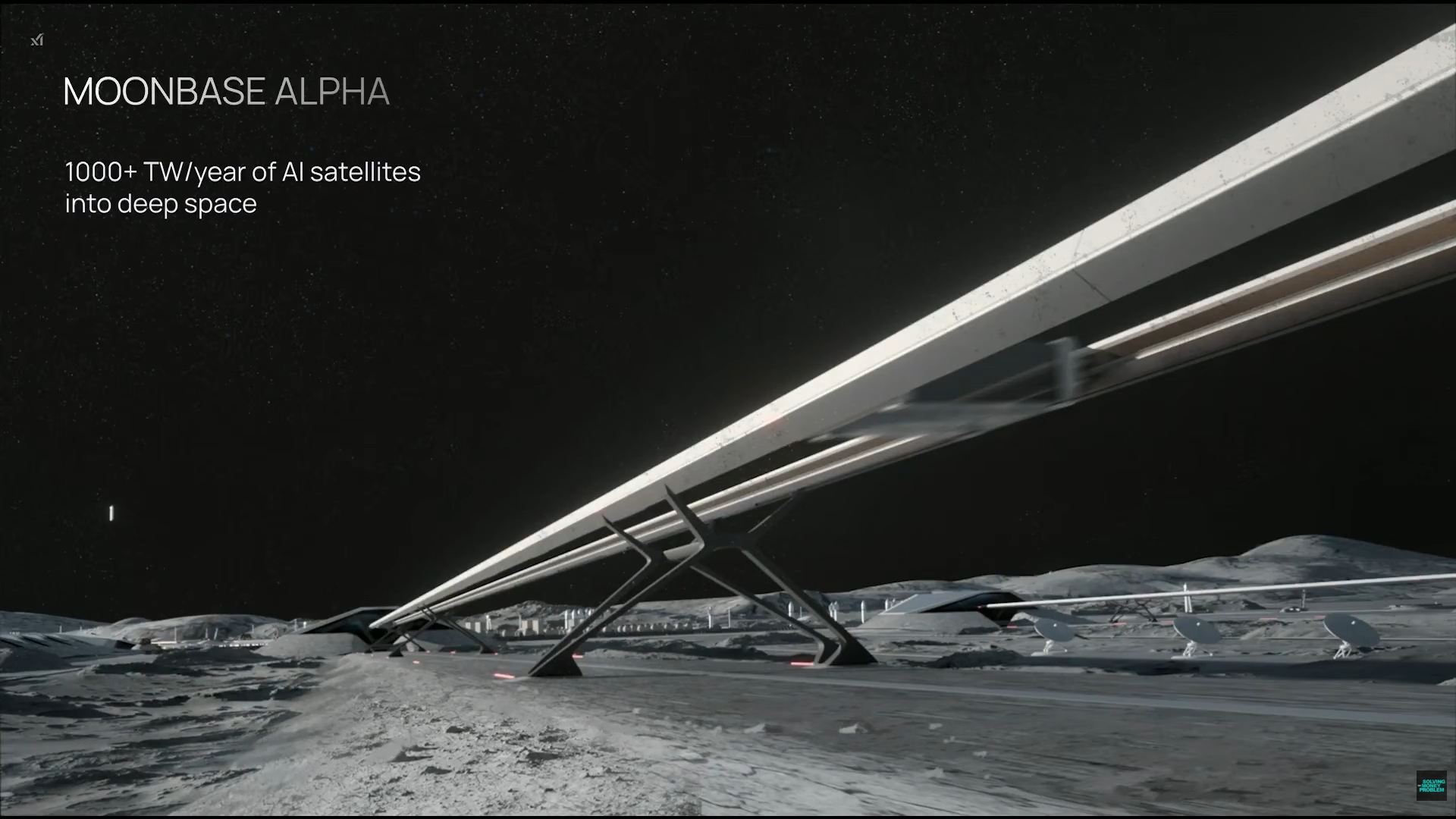 月面基地Moonbase Alphaとマスドライバーのコンセプトアート