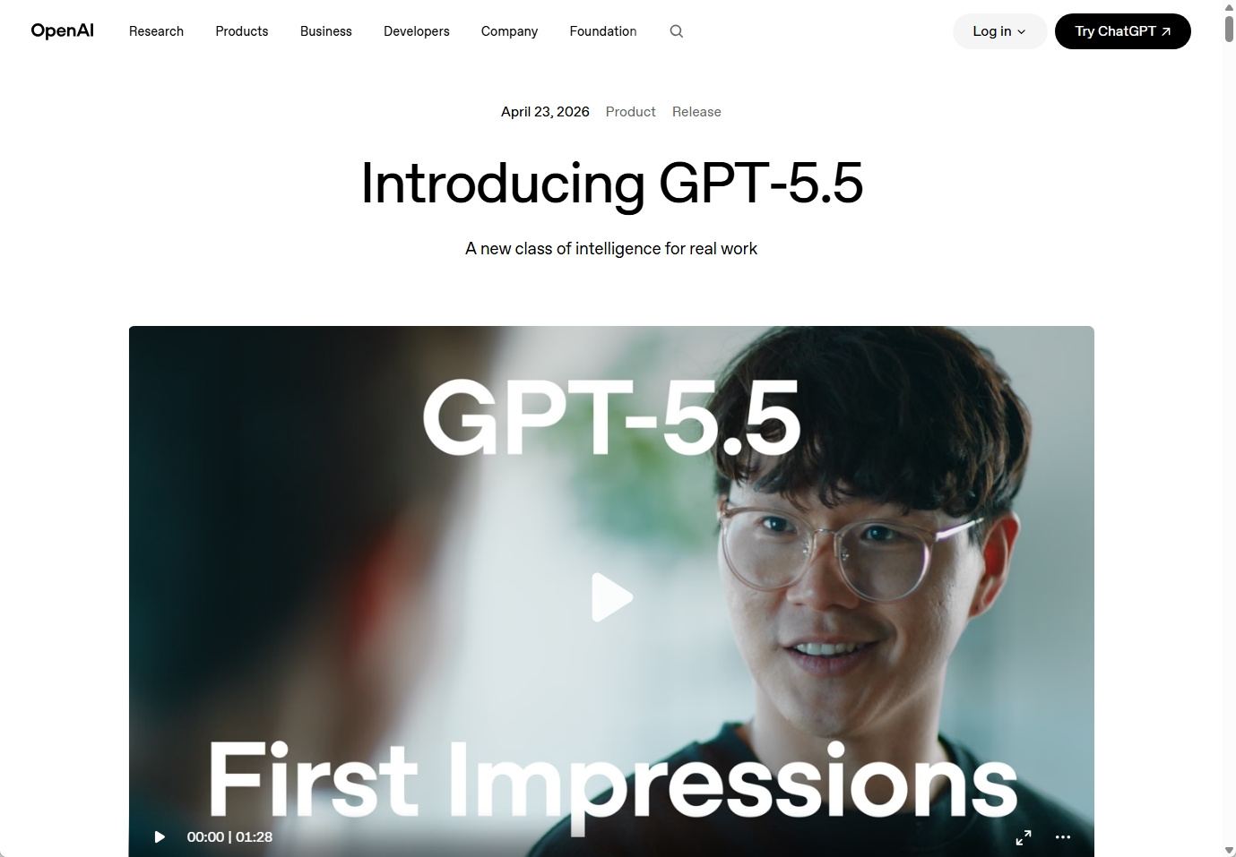OpenAIがGPT-5.5をリリースした様子を示す画像