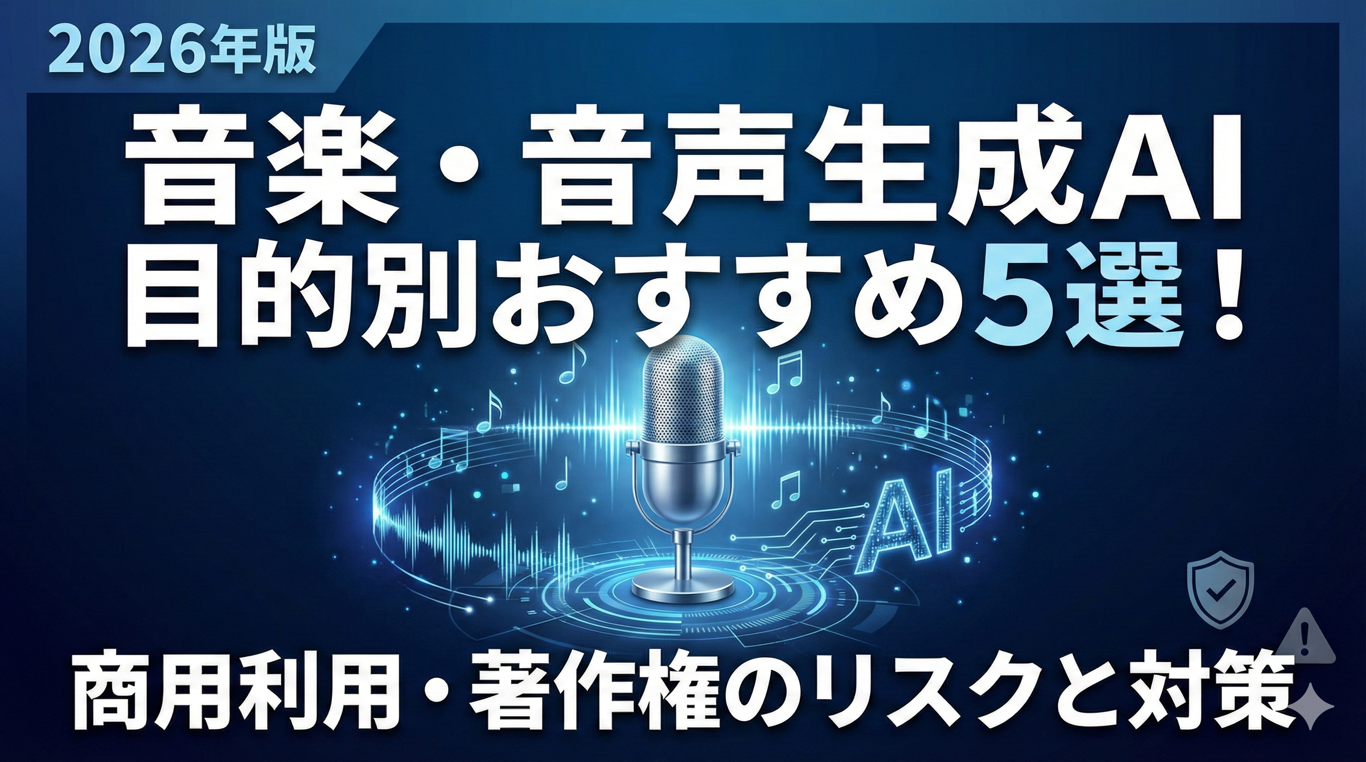 【2026年】音楽・音声生成AI 目的別おすすめ5選！商用利用・著作権のリスクと対策