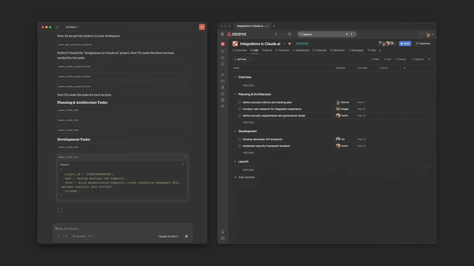 Claude 4のタスク自動割り当てデモ画面