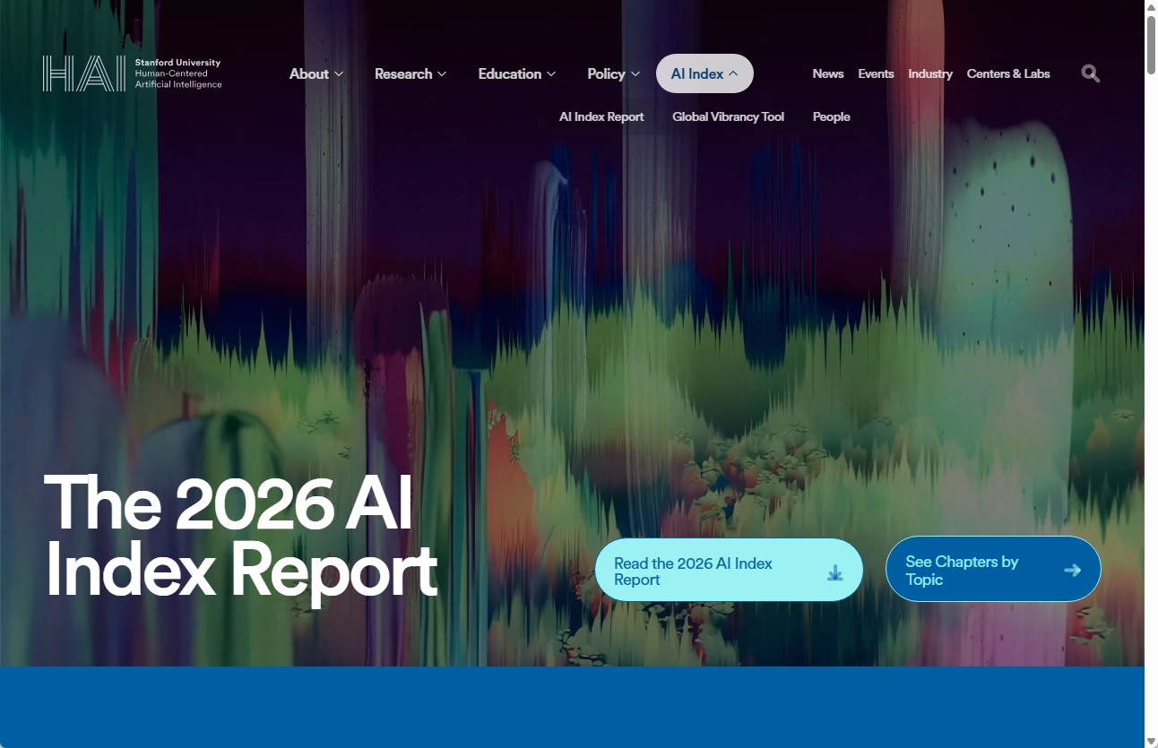 AI Index Report 2026の表紙と423ページのレポート概要
