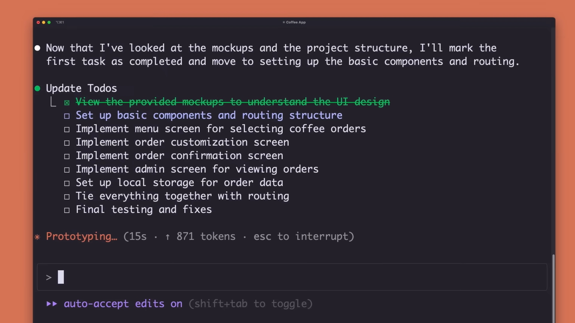 Claude Codeでの開発デモ画面