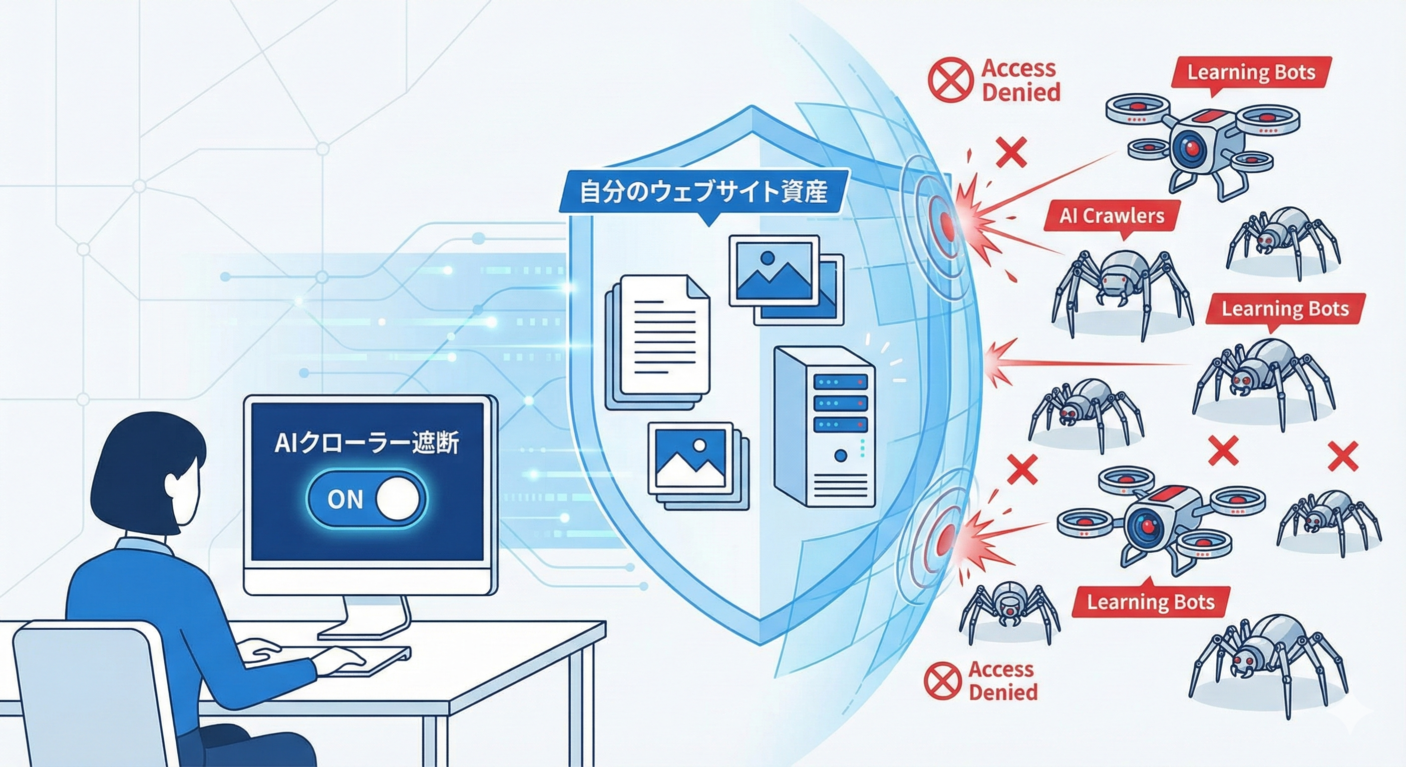 AIクローラー遮断機能のスイッチ操作イメージ