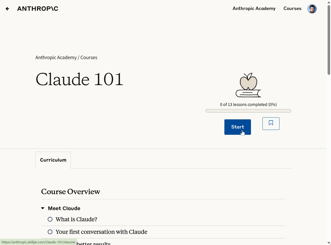 コース選択画面でStartボタンをクリック